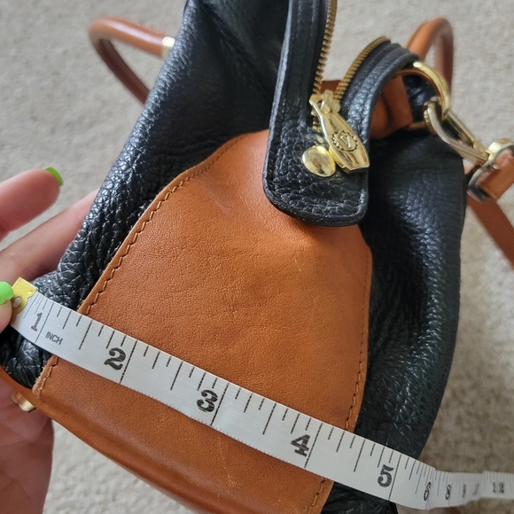 VALENTINA Vintage Pebbled Black and Brown Leather Satchel - Great Condition - Picture 14 of 14